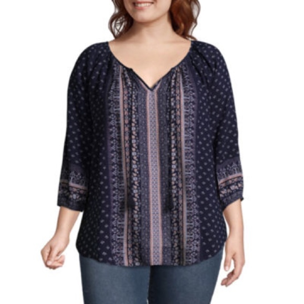 Boho blouse with tassel ties